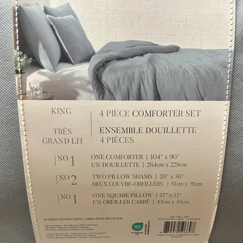 Dream Stories Blue King Comforter Set New 4 Pieces 106”x90”